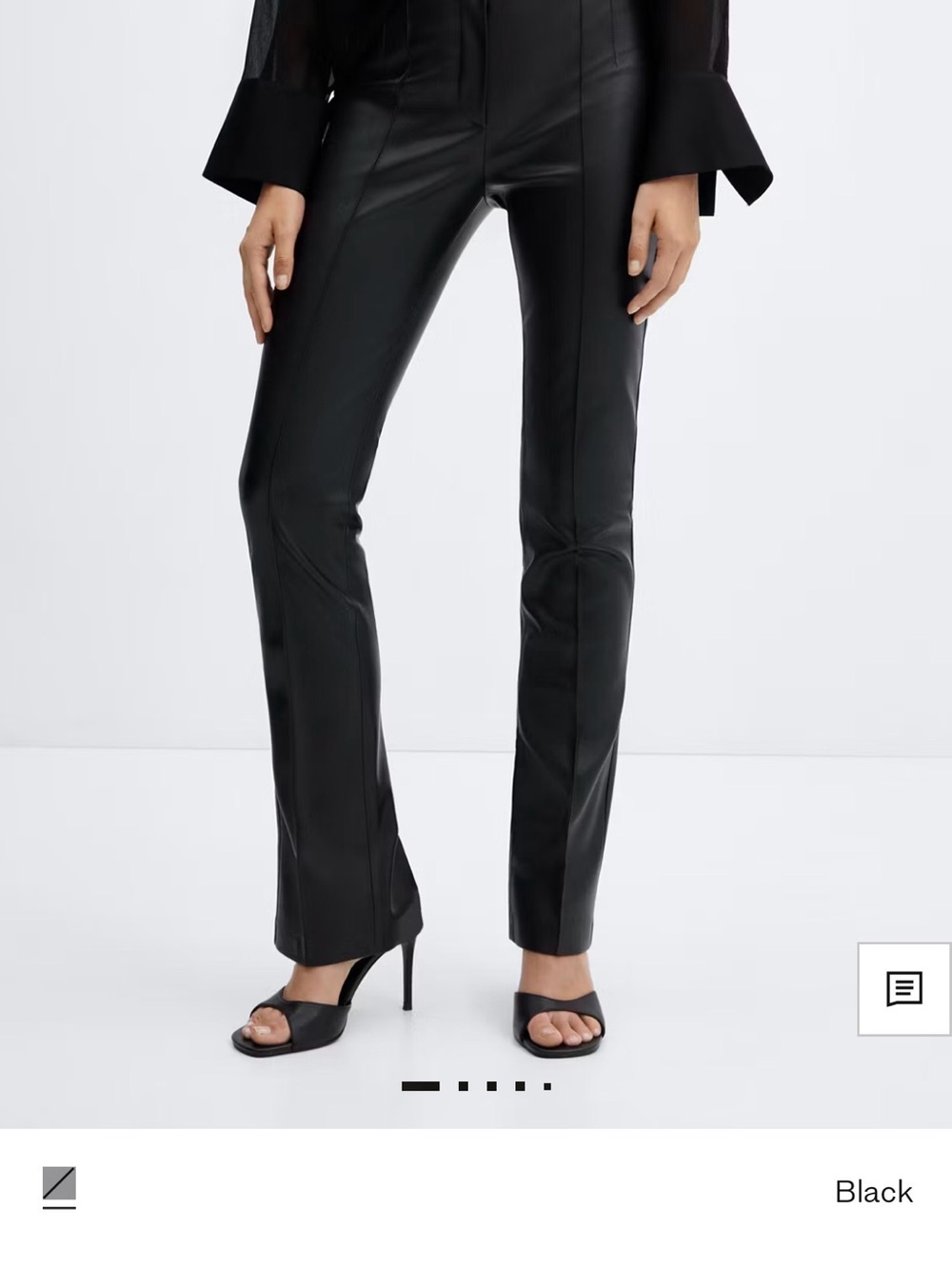 Mango Black Faux-Leather Flared Trousers - Picture 2 of 7